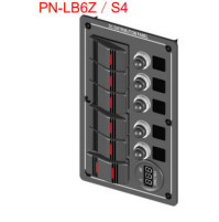 Rocker Switch with 6 Panels - 5 Panels with(SPST-ON-OFF) and 1 panel with (SPST-ON-OFF-ON)X1 - PN-LB6Z-S4 - ASM